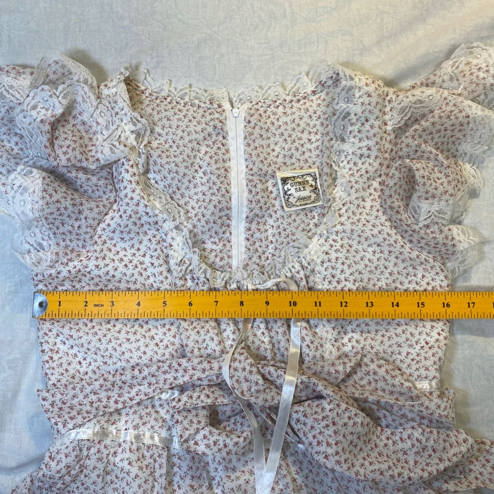 Vintage 1981 Gunne Sax By Jessica‎ Floral Prairie Maxi Dress Lace Cottage Large - Picture 9 of 14